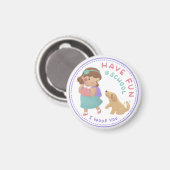 学校のおもしろいと子犬がいる マグネット (正面/裏面)