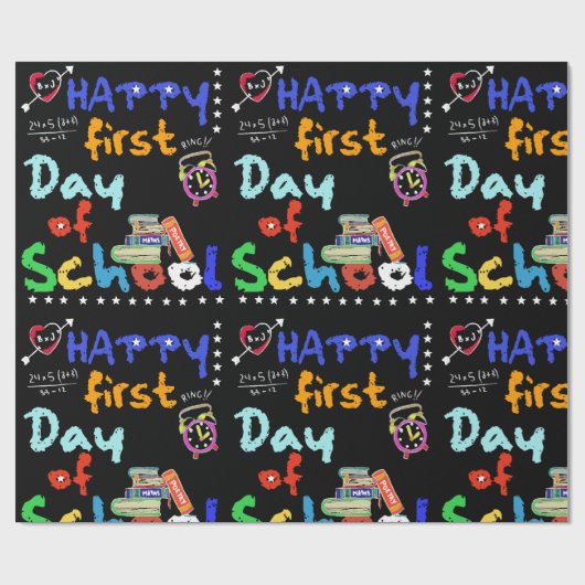 学校のかわいいギフトの展望の幸せな最初日 ラッピングペーパー (フラット)