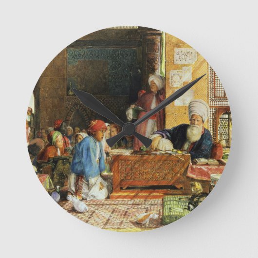 学校のインテリア，カイロ， 1890 (w/c) （参照） ラウンド壁時計 (正面)