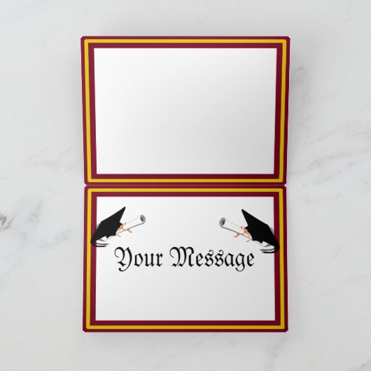 学校のカラー金ゴールドと卒業生のための赤 カード (内部)