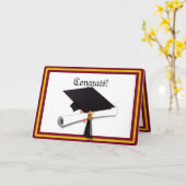 学校のカラー金ゴールドと卒業生のための赤 カード (黄色い花)