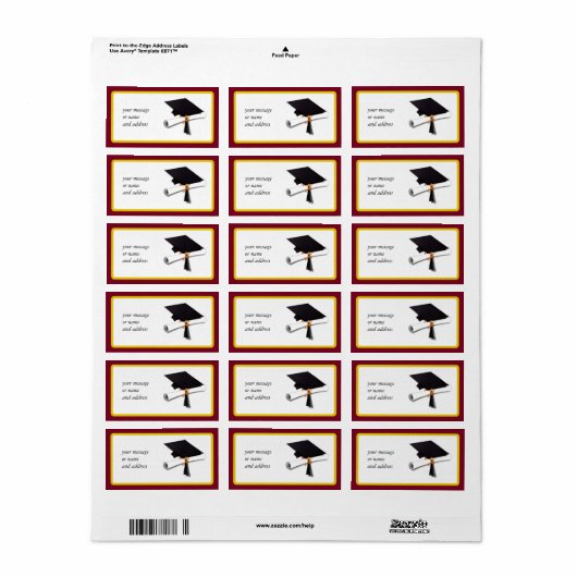 学校のカラー金ゴールドと卒業生のための赤 ラベル (フルシート)