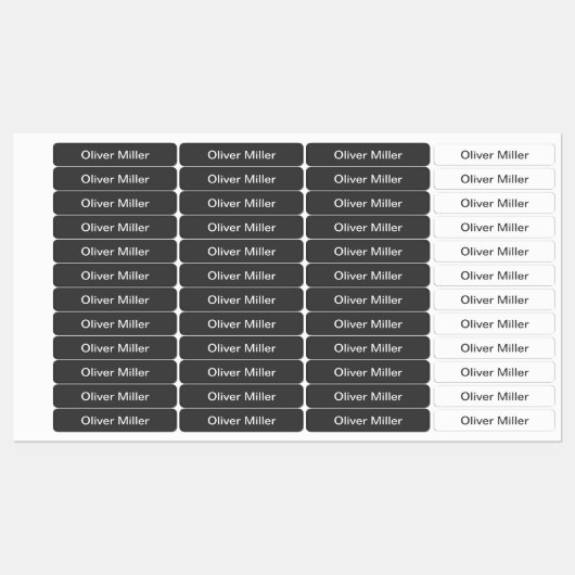 学校のキャンプ保育園のグレーの名前ラベル ラベル (シート)