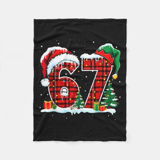 学校のクリスマスを67日乗り切ったよ 面白い先生Tシャツ フリースブランケット (正面)