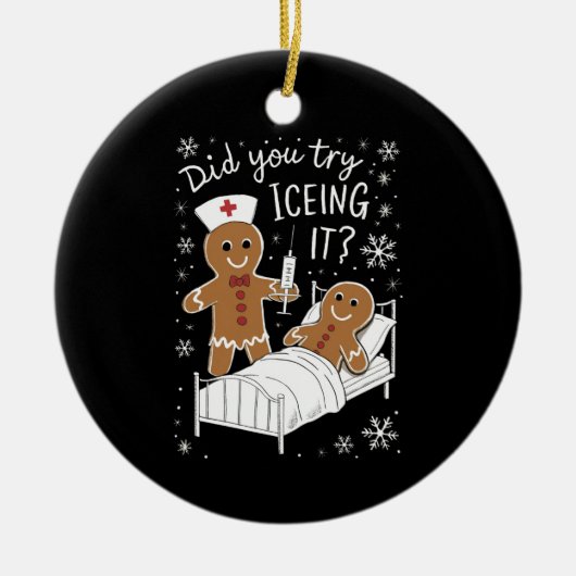 学校のクリスマスクッキーをアイシングしてみたナース セラミックオーナメント (正面)