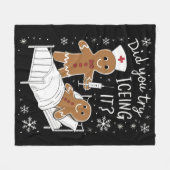 学校のクリスマスクッキーをアイシングしてみたナース フリースブランケット (正面(横))