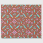 学校のシームレスなラッピング紙：フラワーペンシル ラッピングペーパー (フラット)