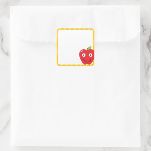 学校のシールと先生のリンゴ スクエアシール (バッグ)