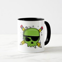 学校のスカルは鉛筆を交差させ、学校に不可欠 マグカップ