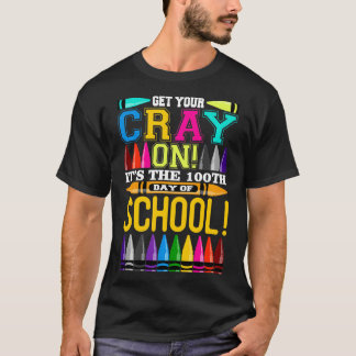学校のスタッドの100日にCrayを取得 Tシャツ