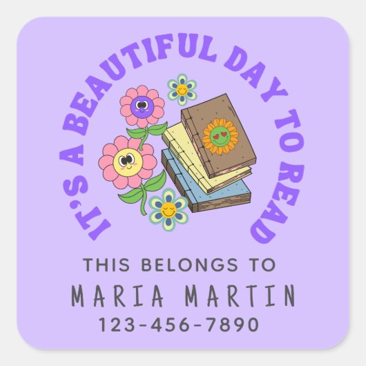 学校のステッカー 読み取り 名前 この持ち物は 電話番号 スクエアシール (正面)