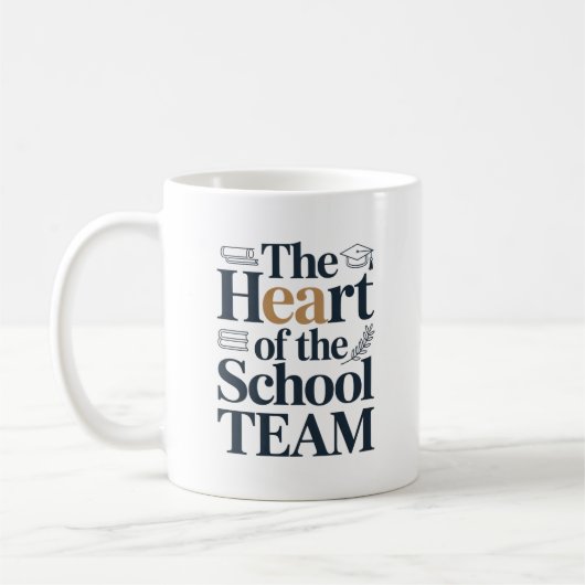 学校のチームの心 贈り物 感謝 コーヒーマグカップ (左)