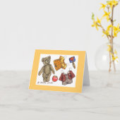 学校のテディノートカード カード (黄色い花)