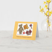 学校のテディ誕生日カード カード (黄色い花)