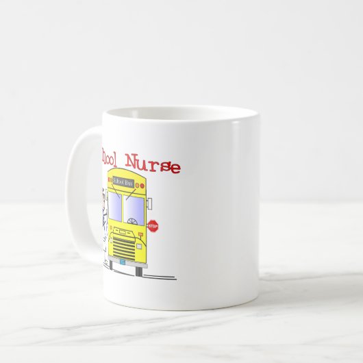 学校のナースのデザイン棒人間たちの コーヒーマグカップ (正面左)