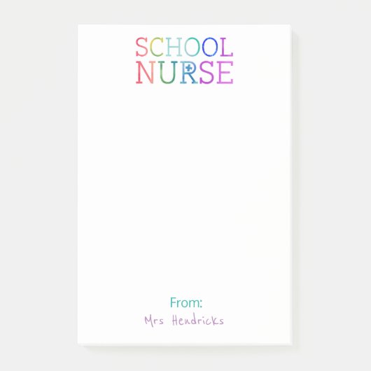 学校のナースのパーソナライズなおもしろいのカラフルのタイポグラフィ ポストイット (正面)