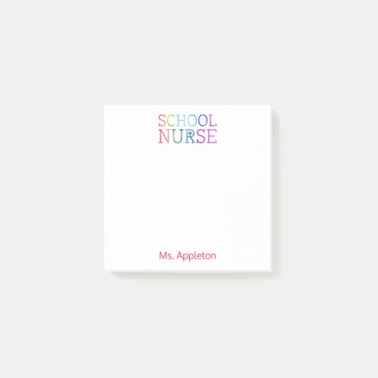 学校のナースのパーソナライズなおもしろいのカラフルのタイポグラフィ ポストイット (正面)