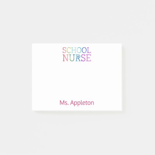 学校のナースのパーソナライズなおもしろいのカラフルのタイポグラフィ ポストイット (正面)