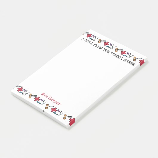 学校のナースのパーソナライズなかわいいのからのノート ポストイット (アングル)