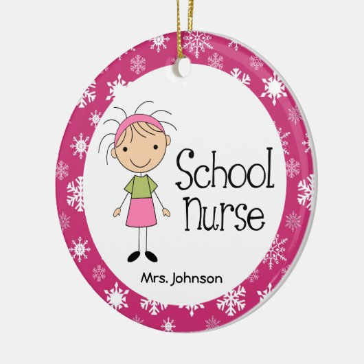 学校のナースのパーソナライズなオーナメントのギフト セラミックオーナメント (左)