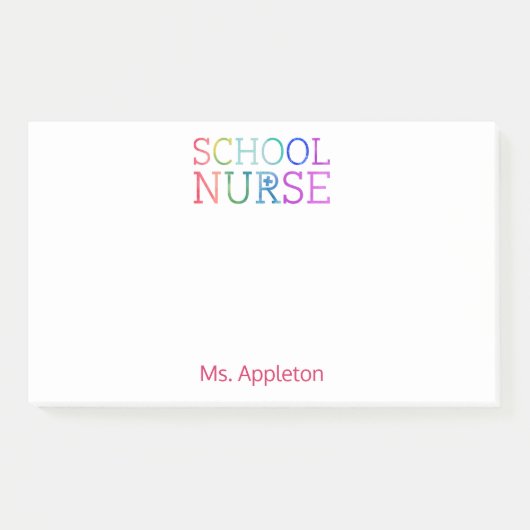 学校のナースのパーソナライズな水彩画のタイポグラフィ ポストイット (正面)