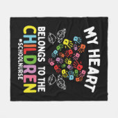 学校のナース感謝ハートを子どもたちに フリースブランケット (正面(横))