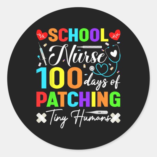 学校のナース100日のパッチの小さな人間 ラウンドシール (正面)