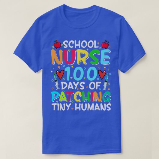 学校のナース100日のパッチの小さな人間 Tシャツ (デザイン正面)