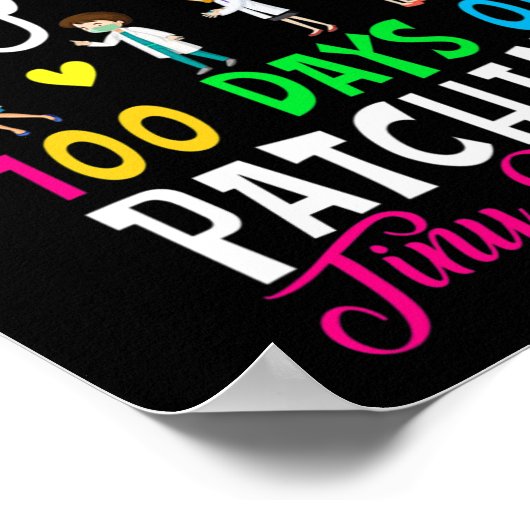 学校のナース100日のパッチ小さな人間のおもしろい ポスター (角)