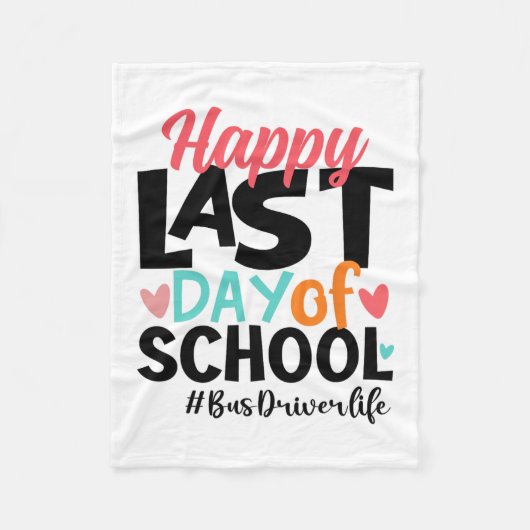 学校のバス運転手の最後の日の夏おもしろい フリースブランケット (正面)