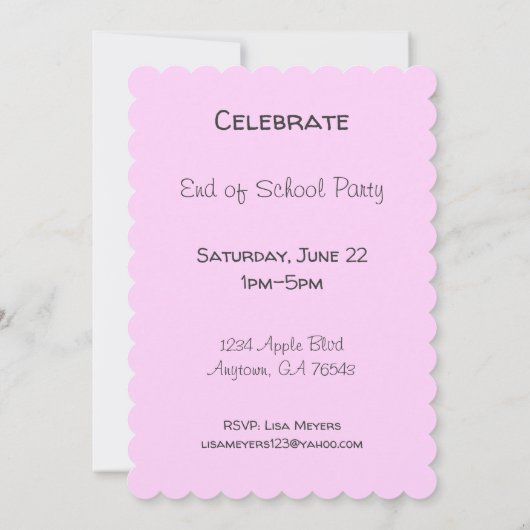 学校のパーティーの夏のアイスクリームの端 招待状 (裏面)