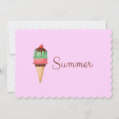 学校のパーティーの夏のアイスクリームの端 招待状 (正面)