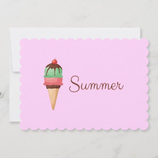 学校のパーティーの夏のアイスクリームの端 招待状 (正面)
