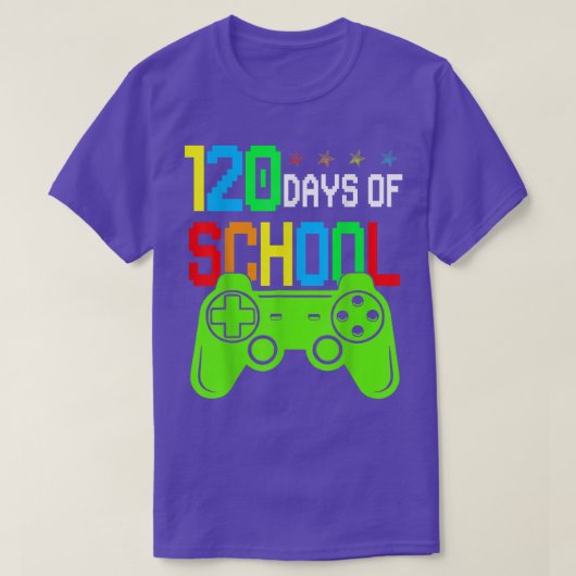 学校のビデオゲーム子供への120日目が1に達した Tシャツ (デザイン正面)