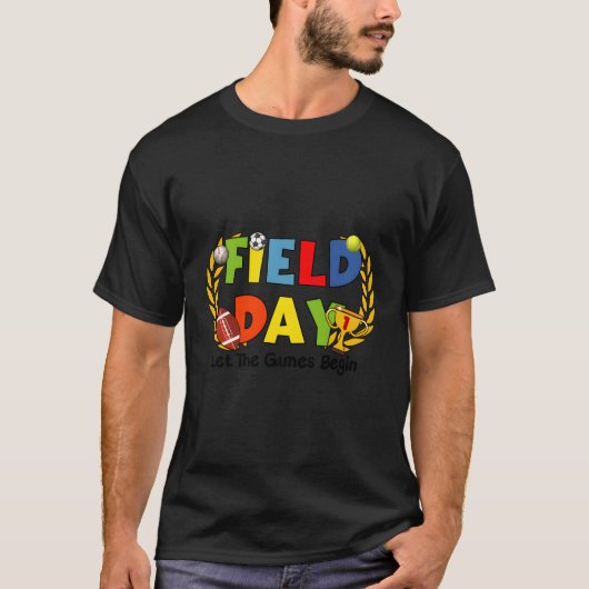 学校のフィールドデイ先生ゲームを開始フィールド Tシャツ (正面)