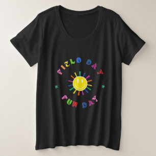 学校のフィールド日先生カラーチーム応援分隊 プラスサイズTシャツ
