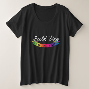 学校のフィールド日先生カラーチーム応援分隊 プラスサイズTシャツ