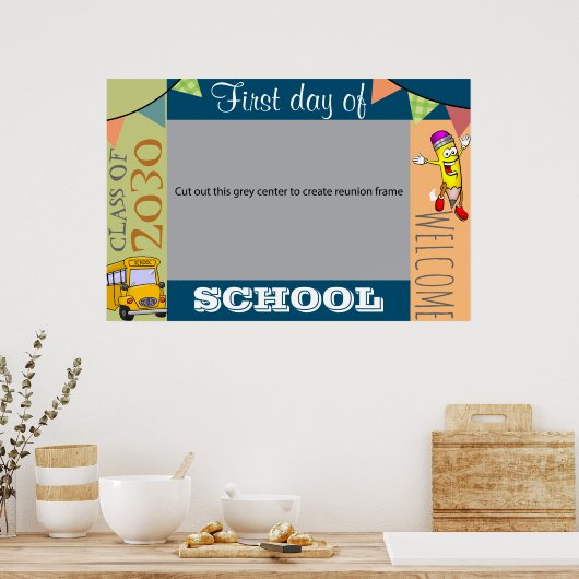 学校のフォトフレームの初日ポスター ポスター (キッチン)