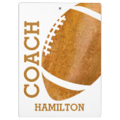 学校のフットボールのコーチのパーソナライズなレトロのトレンディー クリップボード (裏面)