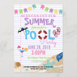 学校のプールの夏の授業最終日パーティーの資金集め 招待状
