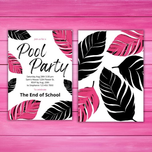 学校のプールパーティーで学期の終わりを祝おう 招待状