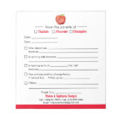 学校のメモ帳の学生用口実メモ ノートパッド (正面)