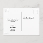 学校のモダン写真卒業ありがとう 案内ポストカード (裏面)