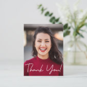 学校のモダン写真卒業ありがとう 案内ポストカード (スタンド正面)