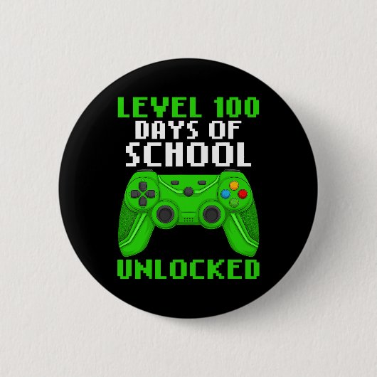 学校のレベル100日がゲーム制御を完了 缶バッジ (正面)