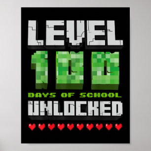 学校のレベル100日のロック解除されたゲームピクセル100 ポスター