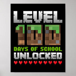 学校のレベル100日のロック解除されたゲームピクセル100 ポスター