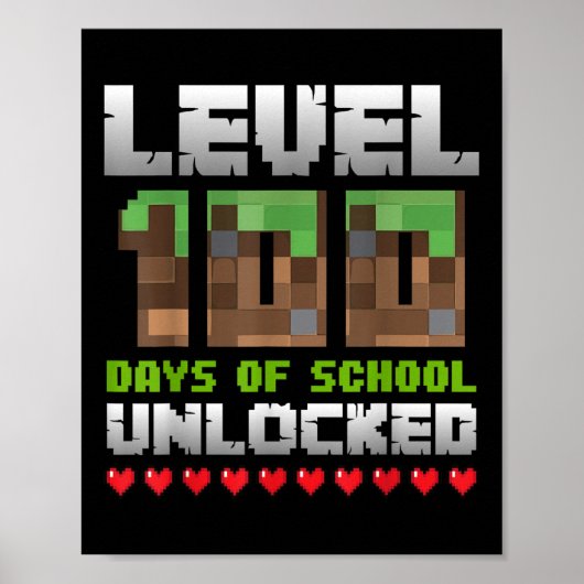 学校のレベル100日のロック解除されたゲームピクセル100 ポスター (正面)