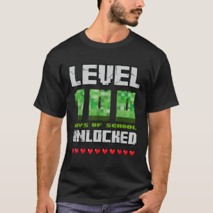 学校のレベル100日のロック解除されたゲームピクセル100 Tシャツ