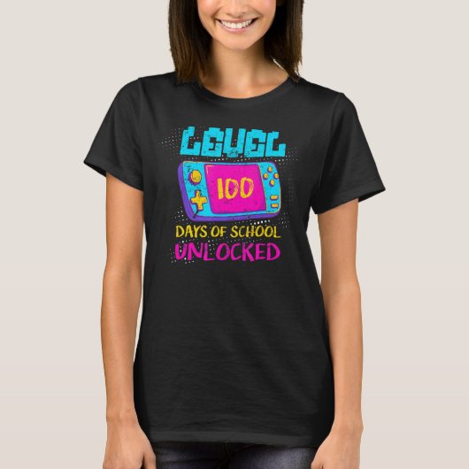 学校のレベル100日のロック解除されたビデオゲームクラス Tシャツ (正面)
